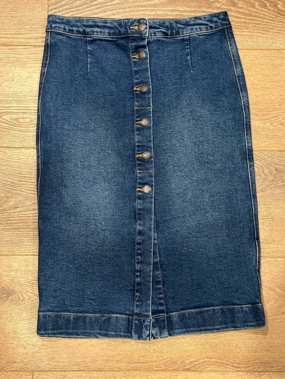Joe Fresh Dark Blue Button-Front Pencil Skirt